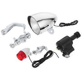 Lichtgenerator Reibungsdynamo Fahrradscheinwerfer Rücklicht-Sets Zubehör (Scheinwerfer + Rücklicht + Schleifmaschine + Eisenclip)