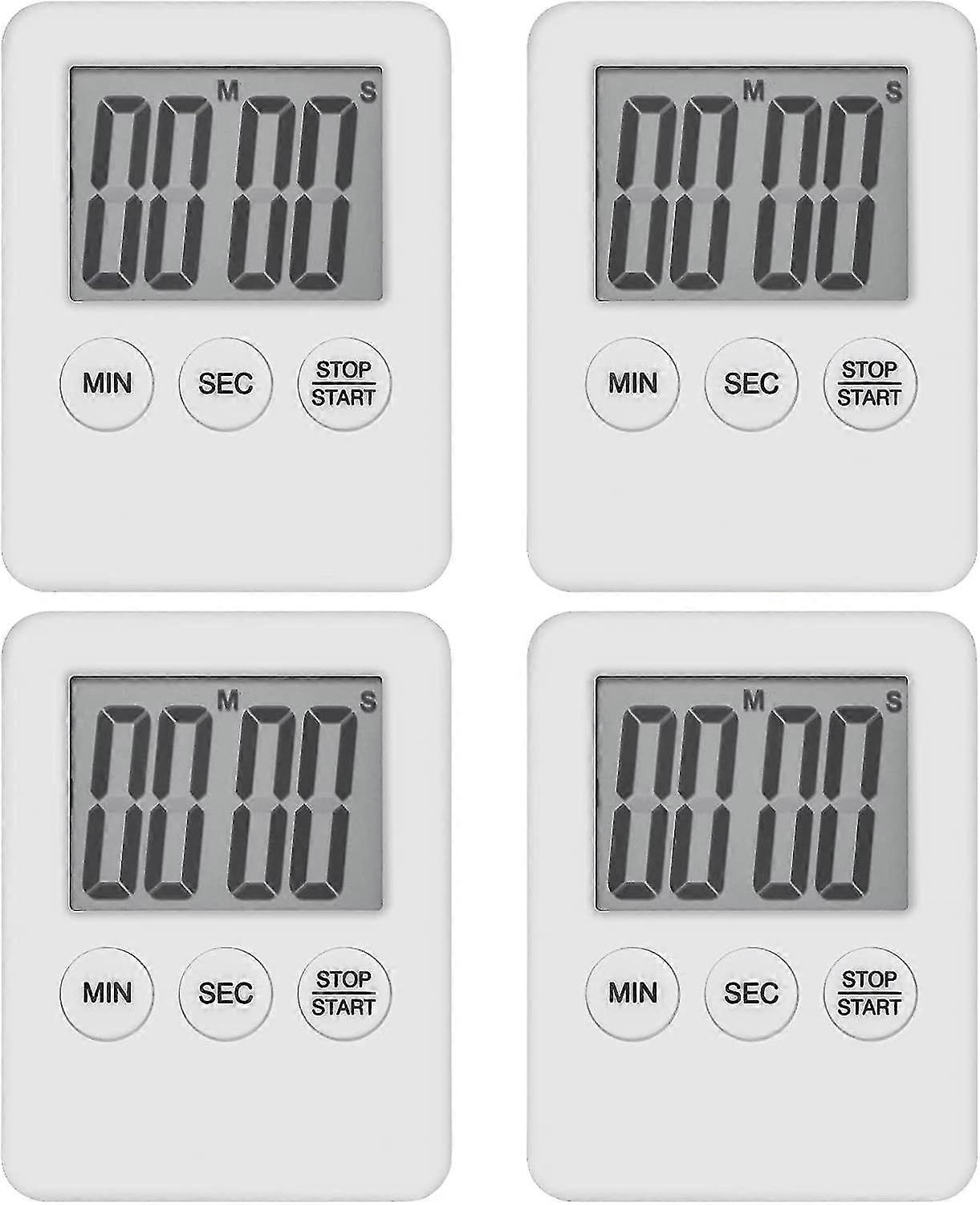 4Pcs Digital Kitchen Timer Mini Magnetic Kitchen Timer LED Countdown Timer for Cooking, Gaming, Cooking, Exercising