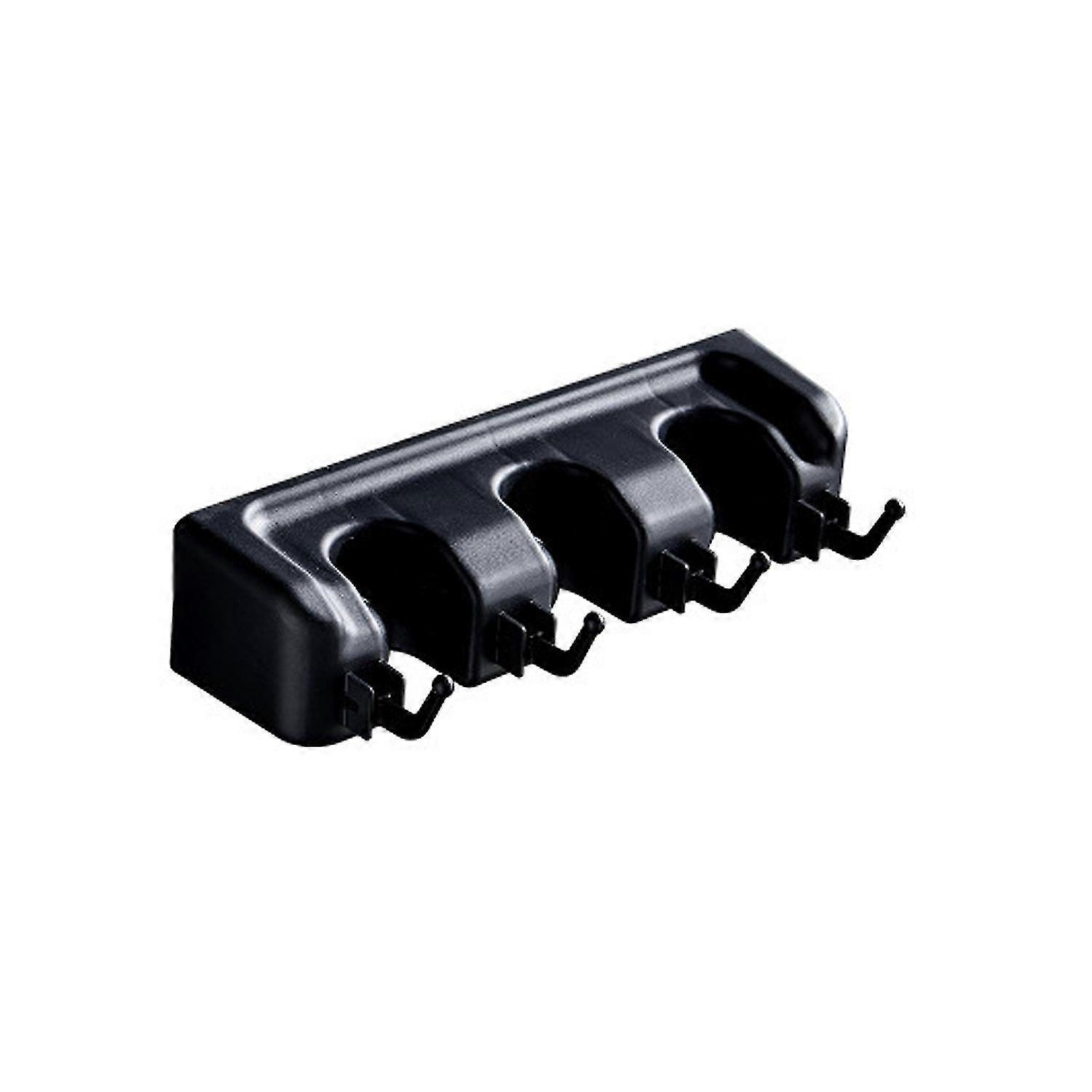 Multi-Function Wall Mounted Broom Holder with Clips & Hooks - Space Saving Storage for Kitchen, Garage & More