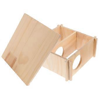 Khaki Wood Hamster Hideout for Pet Use with Small Pet Nest