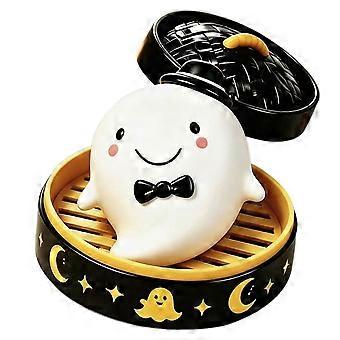 Halloween Ghost Squishy Toy Stress Ball with Steamer Box, Cute Kawaii Stress Relief for Kids & Adults