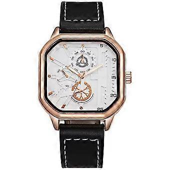 Unisex 45 mm firkantet quartz-ur med rem i kunstlæder