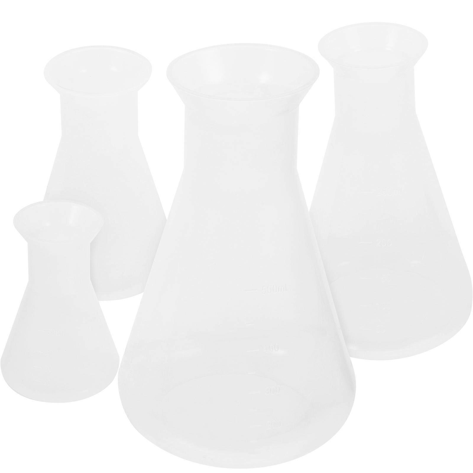 4Pcs Erlenmeyer Flasks Laboratory Experimental Flask Scale Conical Flask(50ml/100ml/250ml/500ml)