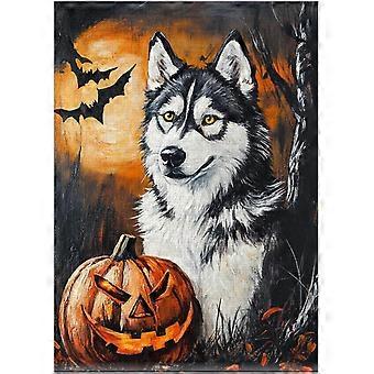 Halloween Siberian Husky Jigsaw Puzzle - Pet Pumpkin Costume Portrait for Siberian Husky Owner SQZ951