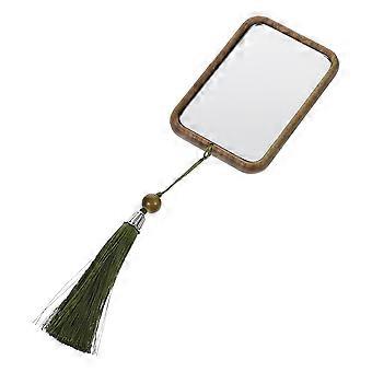 Wooden Carved Mirror for Makeup Use Stylish Makeup Tool with Tassel