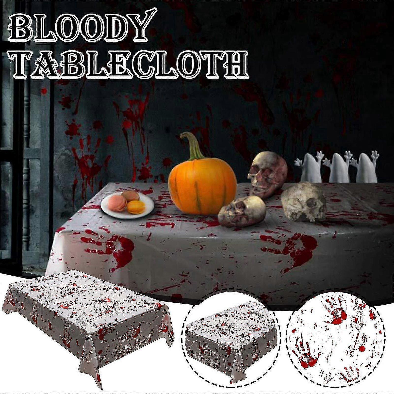 High-quality Plastic Halloween Blood Handprint Tablecloth