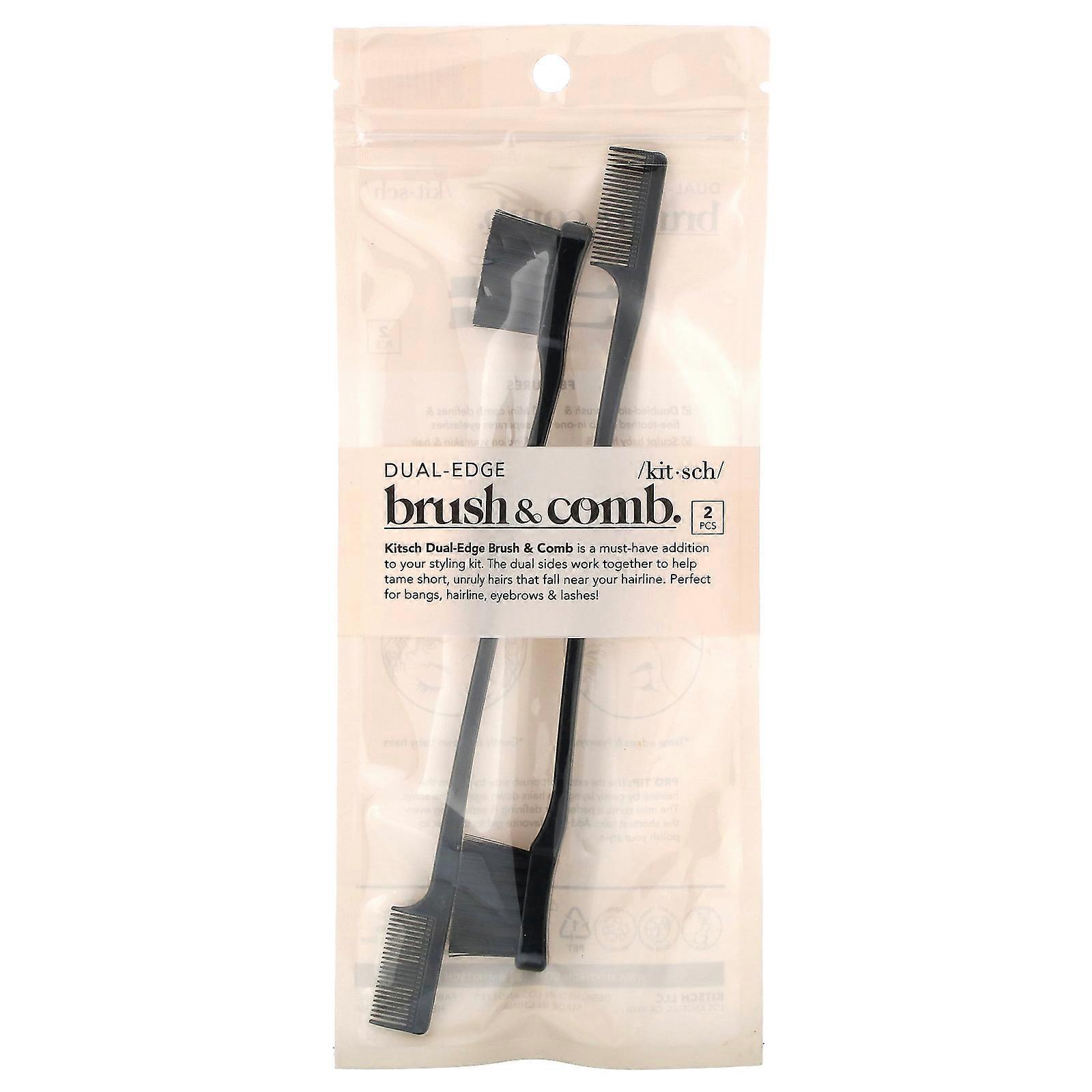 3 x Kitsch, Dual Edge Brush & Comb, 2 Brushes