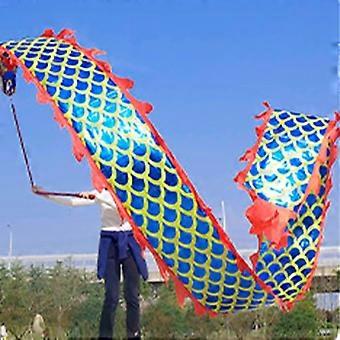 3D Colorful Blue Dragon Dance Ribbon, Silk Wu Long Dragon for Outdoor Performance with Vivid Flow
