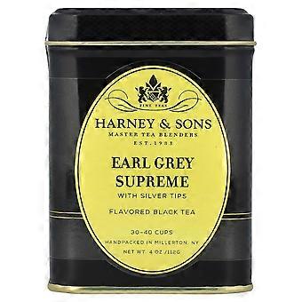 Harney & Sons, Black Tea, Earl Grey Supreme with Silver Tips, 4 oz (112 g)