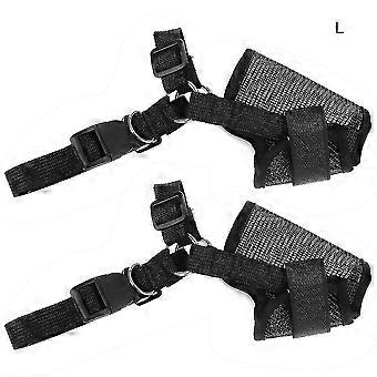 Pet Anti-Bite Mesh Muzzles - 2 Pcs, Black (L) - Prevent Breakout and Shedding-ckcy