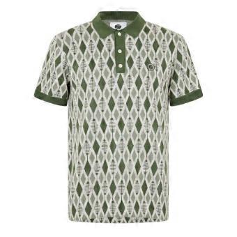 Pretty Green Mens Argyle Knitted Collared Polo Shirt