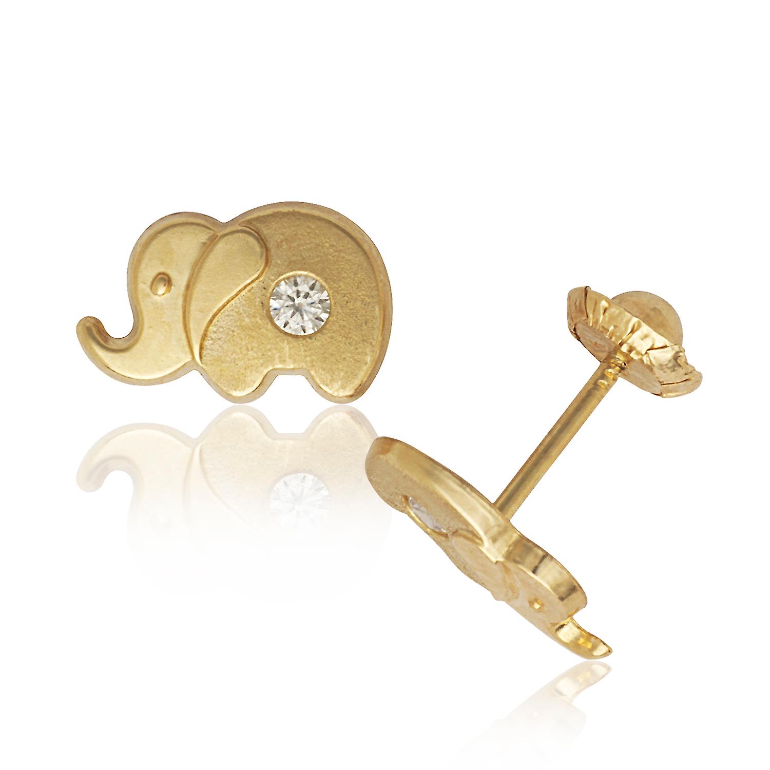 14k Yellow Gold CZ Cubic Zirconia Simulated Diamond Elephant Shaped