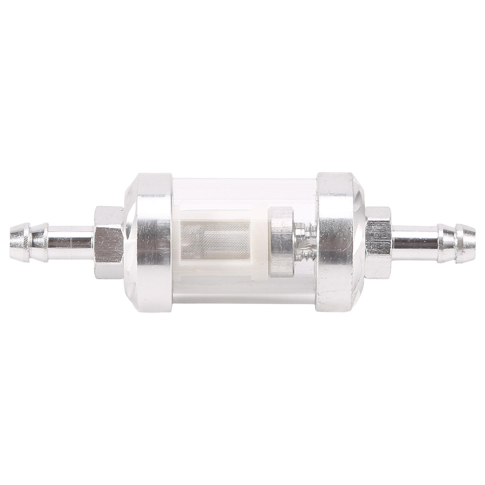 Universal Chrome Glass Petrol crude oil engine Inline Filter 5/16 "8mm Silver for Motorcycles