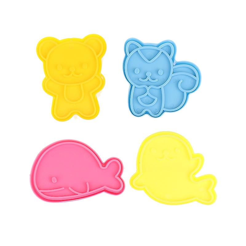 4pcs/set Cute Samll Dolphin Samll Seal Squirrel Bear Sandwich Cookie Mold Cutter