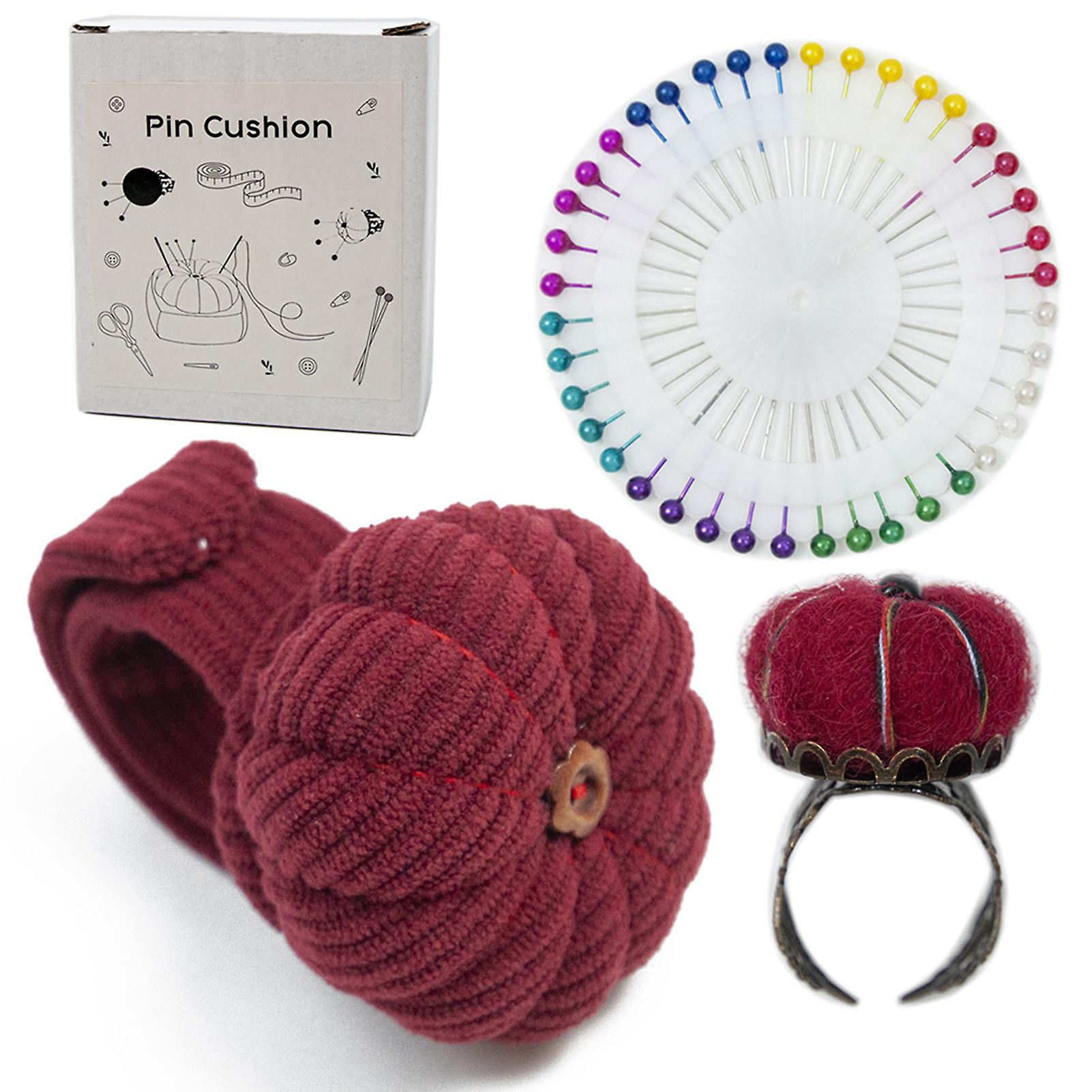 Fashion Snap-Pop Rings Wrist Pin Cushion Portable Lightweight Needles Holder for Quilting
