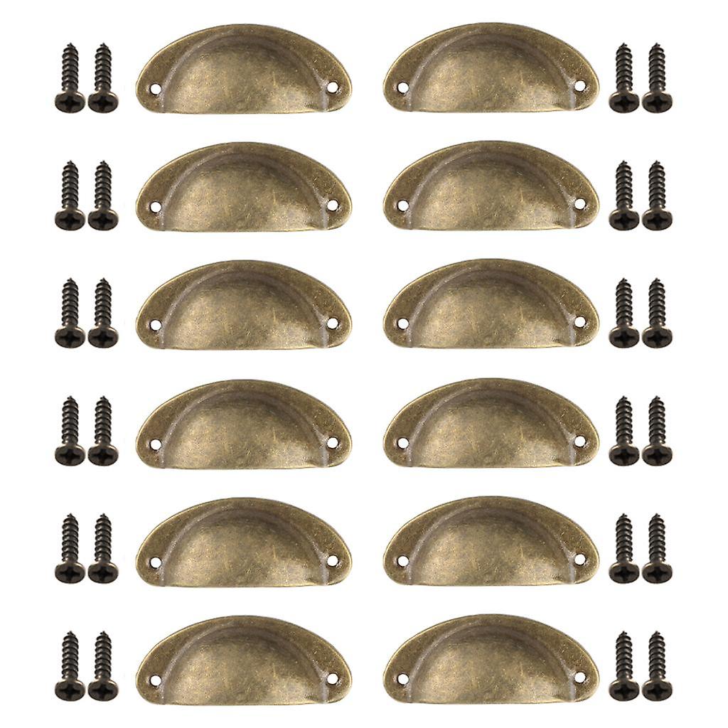 12x Cup Pulls Cabinet Dresser Shell Pull Drawer Handles Knobs Silver