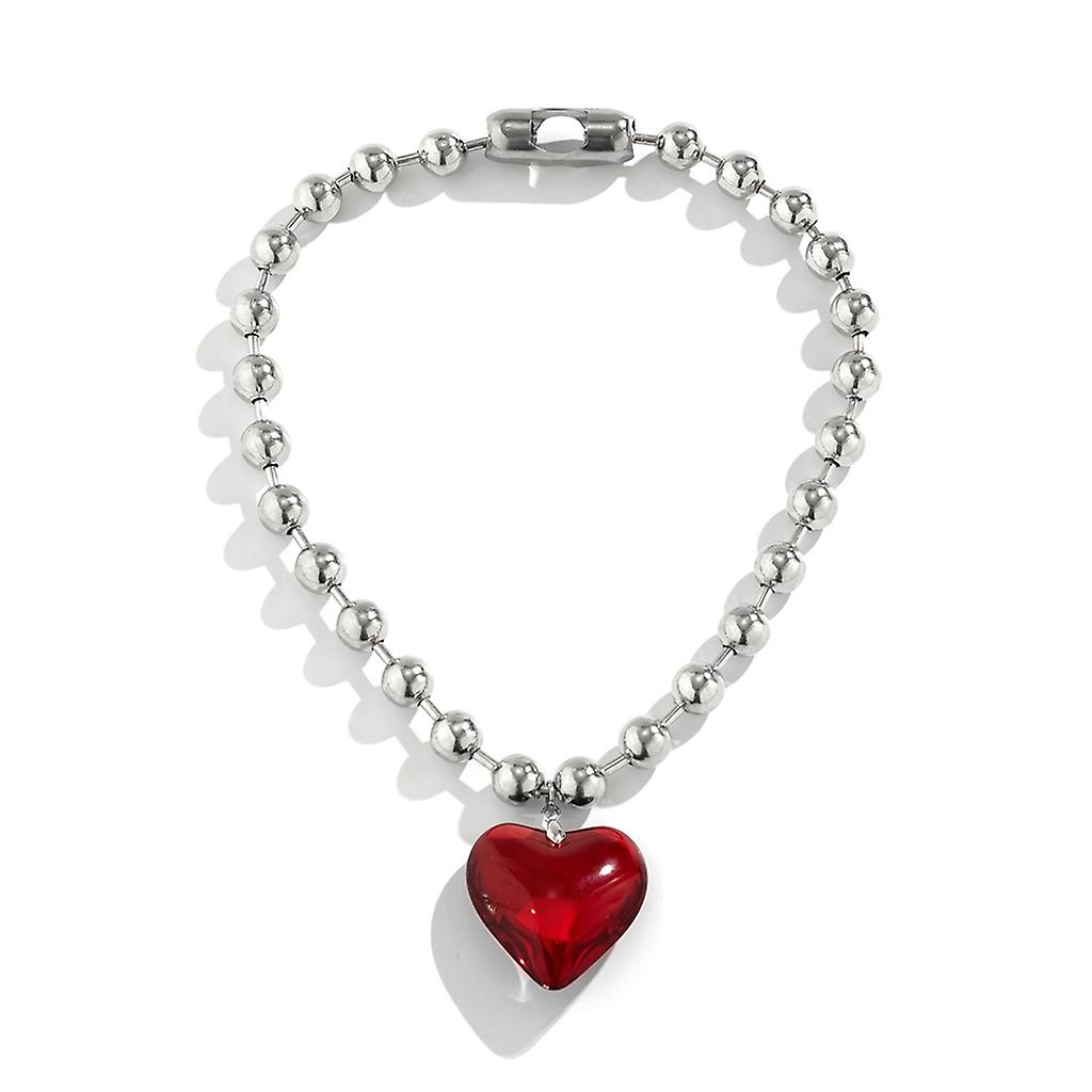Crystal Love-shape Necklace Female Temperament Niche Net Red Collarbone Chain