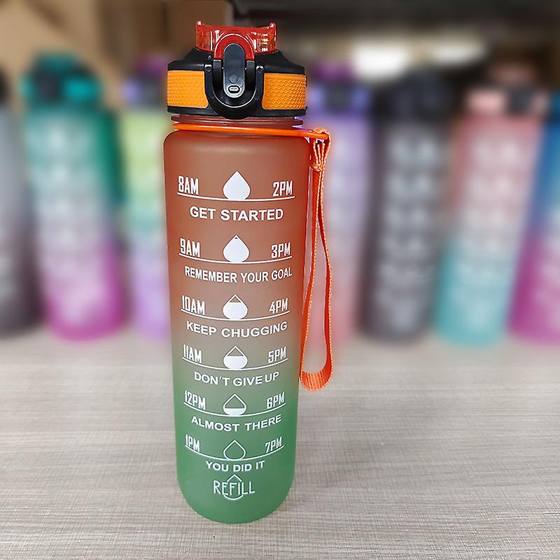 1000ml Large Capacity Sports Water Bottle Gradient Color Frosted Plastic Cup