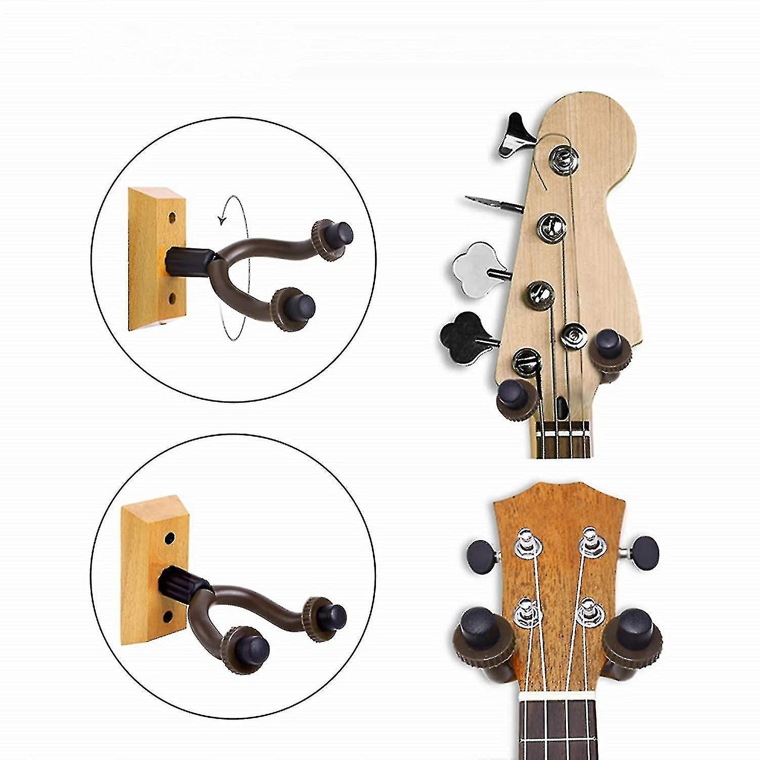 Guitar Wall Mount Hanger Real Hardwood 2 Pack Guitar Hanger Wall Hook Holder Stand Display With Screws - Easy To