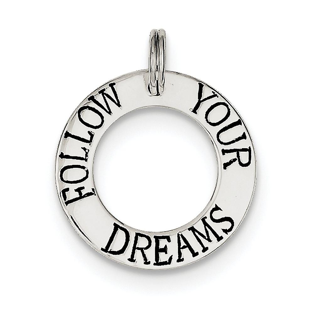 925スターリングシルバーソリッドポリッシュフォローユアドリームサークルチャーム22x10mm幅女性用ペンダントネックレス