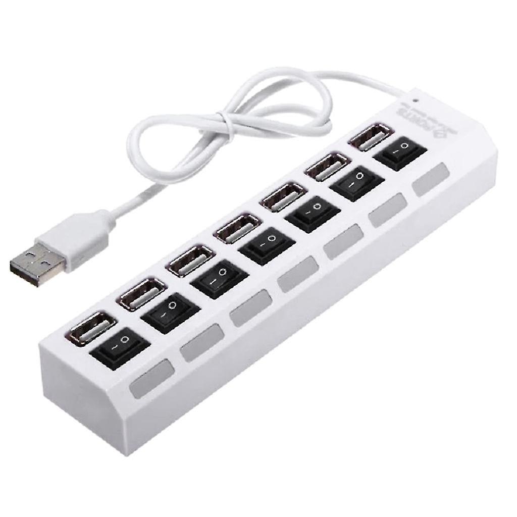 7-port 2.0 Usb Hub Multi Usb Splitter Highspeed Data Transmission, Compatible With Pc