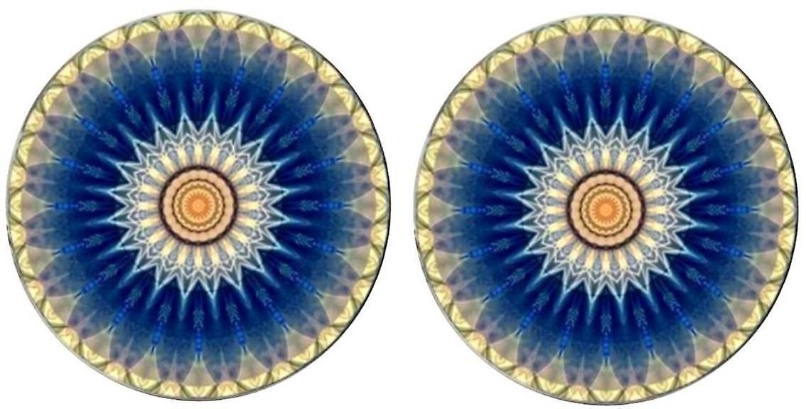 Bassin and Brown Flower Spray Cufflinks - Blue/White