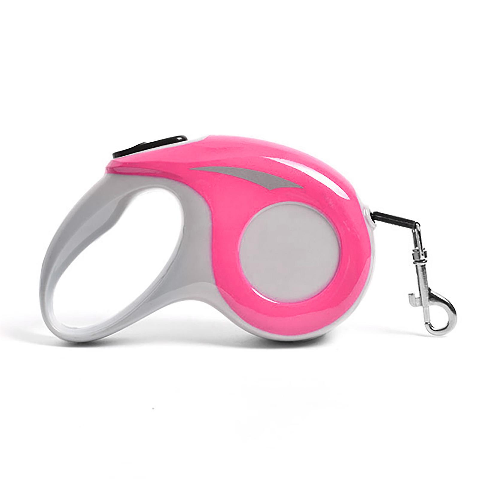 Retractable Dog Leash 3M Nylon Tape Rose Red One Button Lock