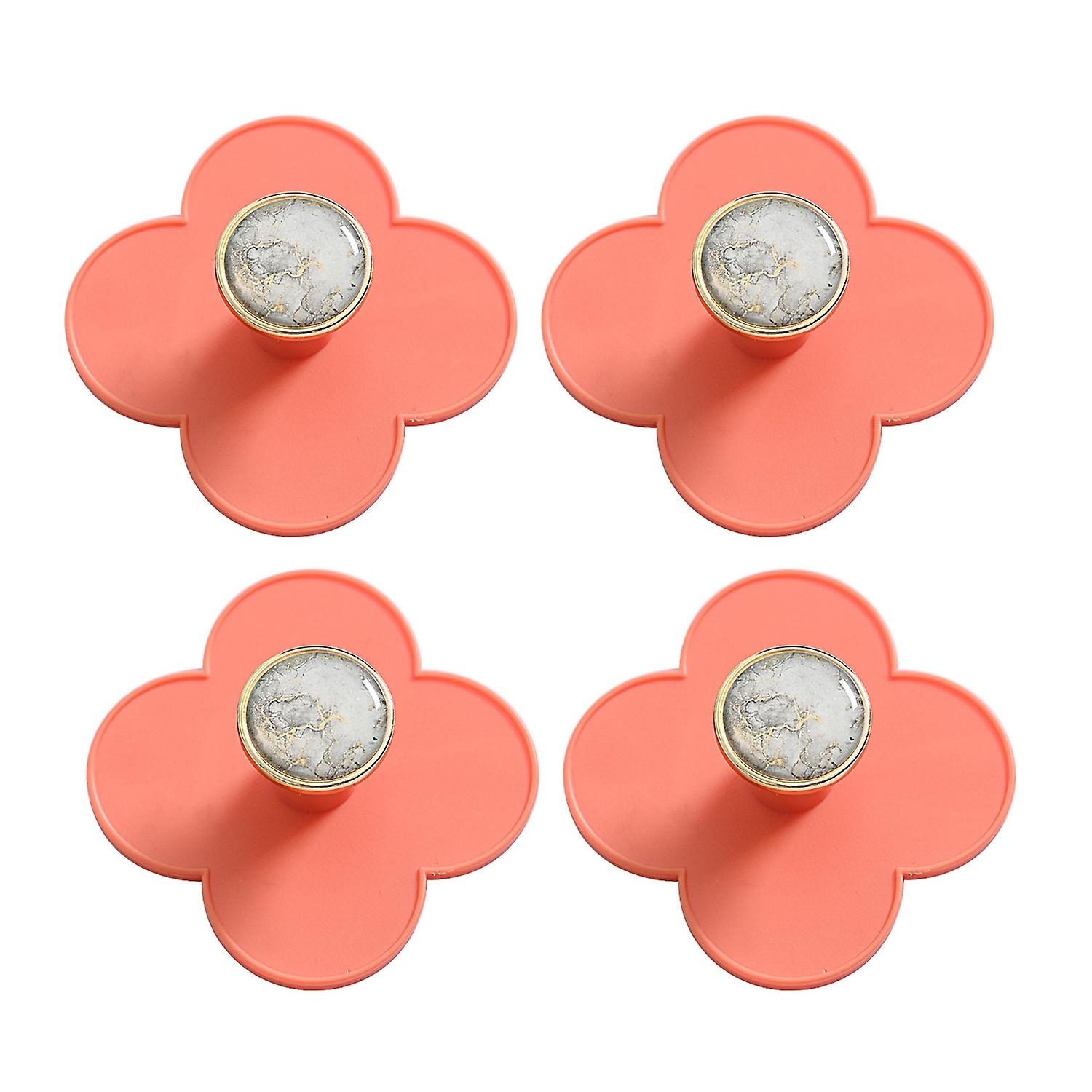 4Pcs Adhesive Bathroom Hooks Seamless Punch-Free Flower Shape Coat Hanging Hooks for Home