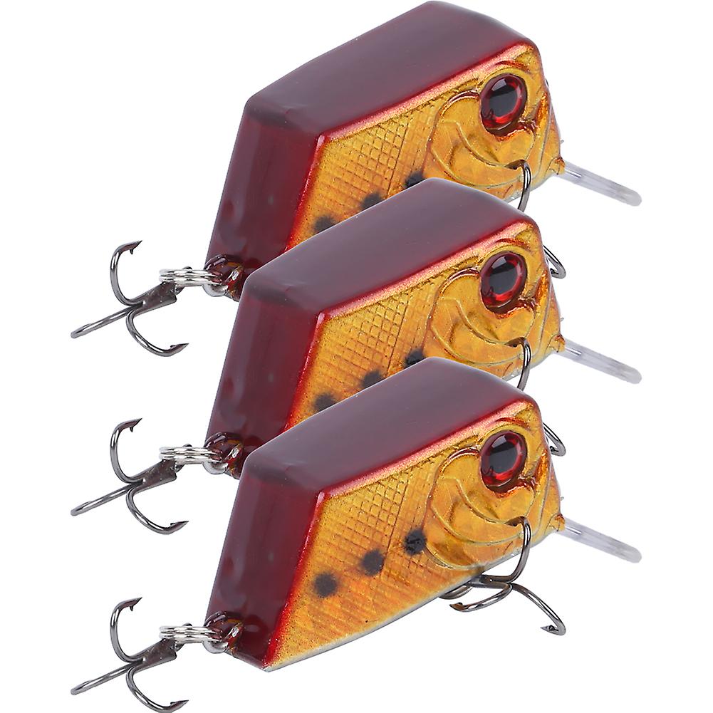 3pcs Cube Mini Bait Fishing Lures with Sharp Hooks 5# ABS