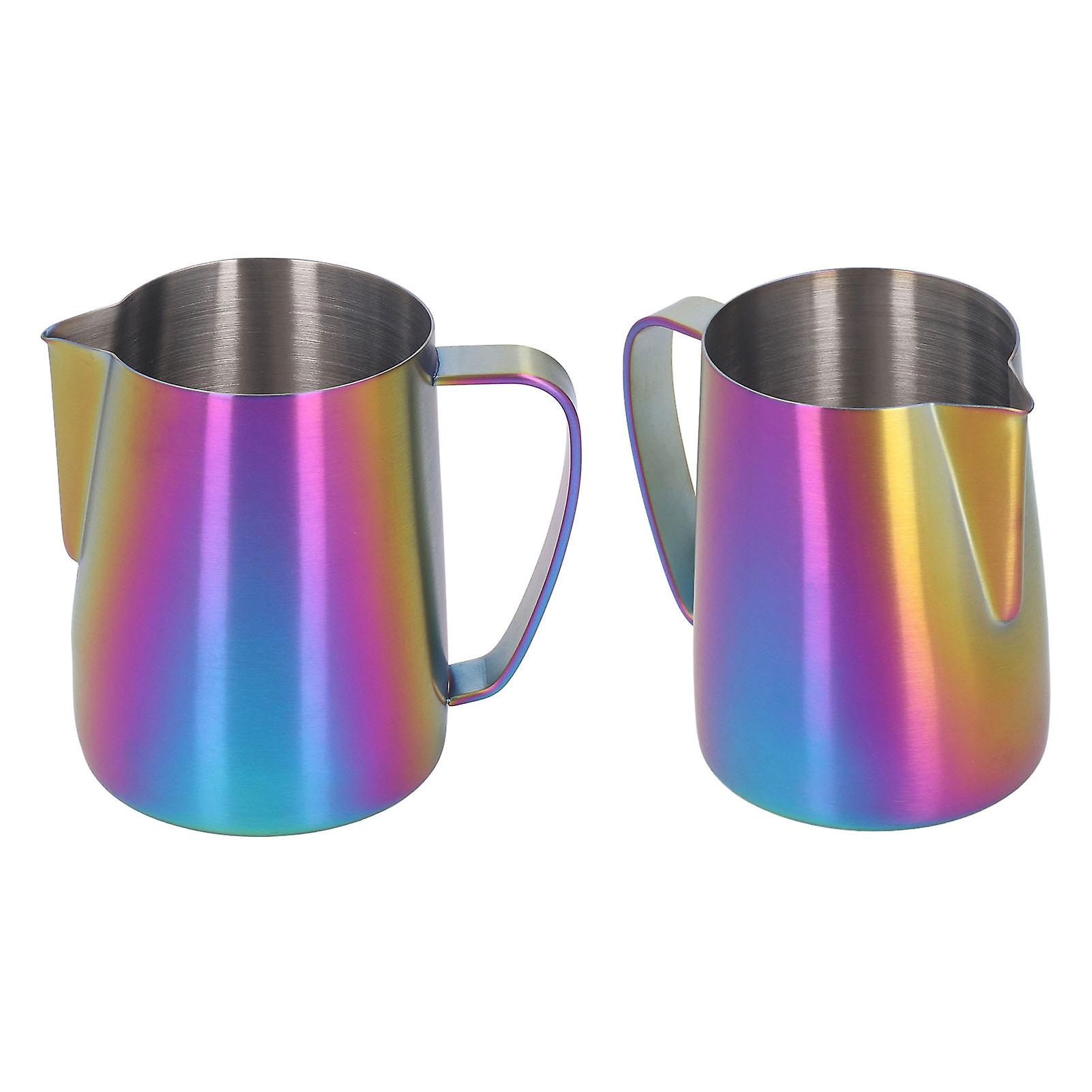Milk Frothing Pitcher, 650ml 22oz Stainless Steel Milk Frothing Pitcher Colorful Coffee Steaming Pitcher
