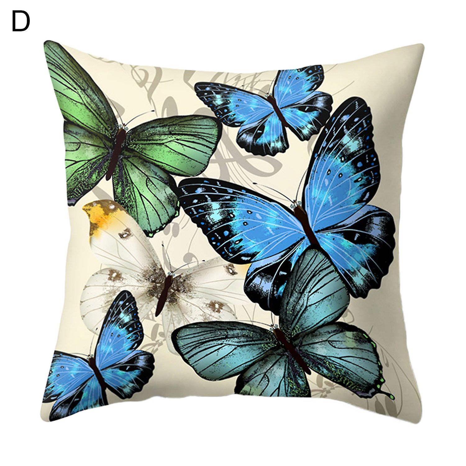 Roadoor Butterfly Pattern Throw Pillow Case Confortable Polyester Décoratif Élégant Housse De Décora