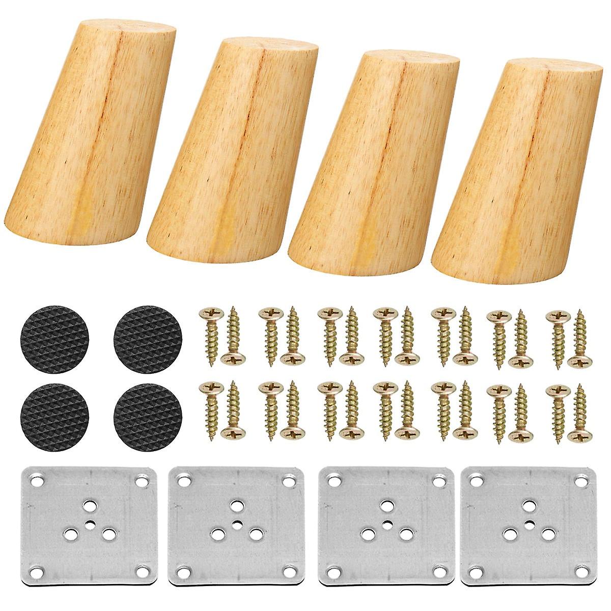 4Pcs/set Solid Wooden Cone Angled Furniture Legs Kit Sofa Table Chair Stool Part Leg Support