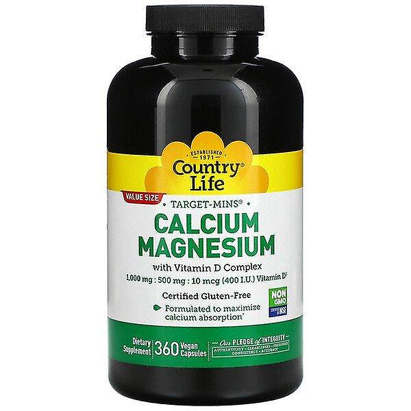Country Life, Target-Mins Calcium Magnesium with Vitamin D Complex, 360 Vegan Capsules