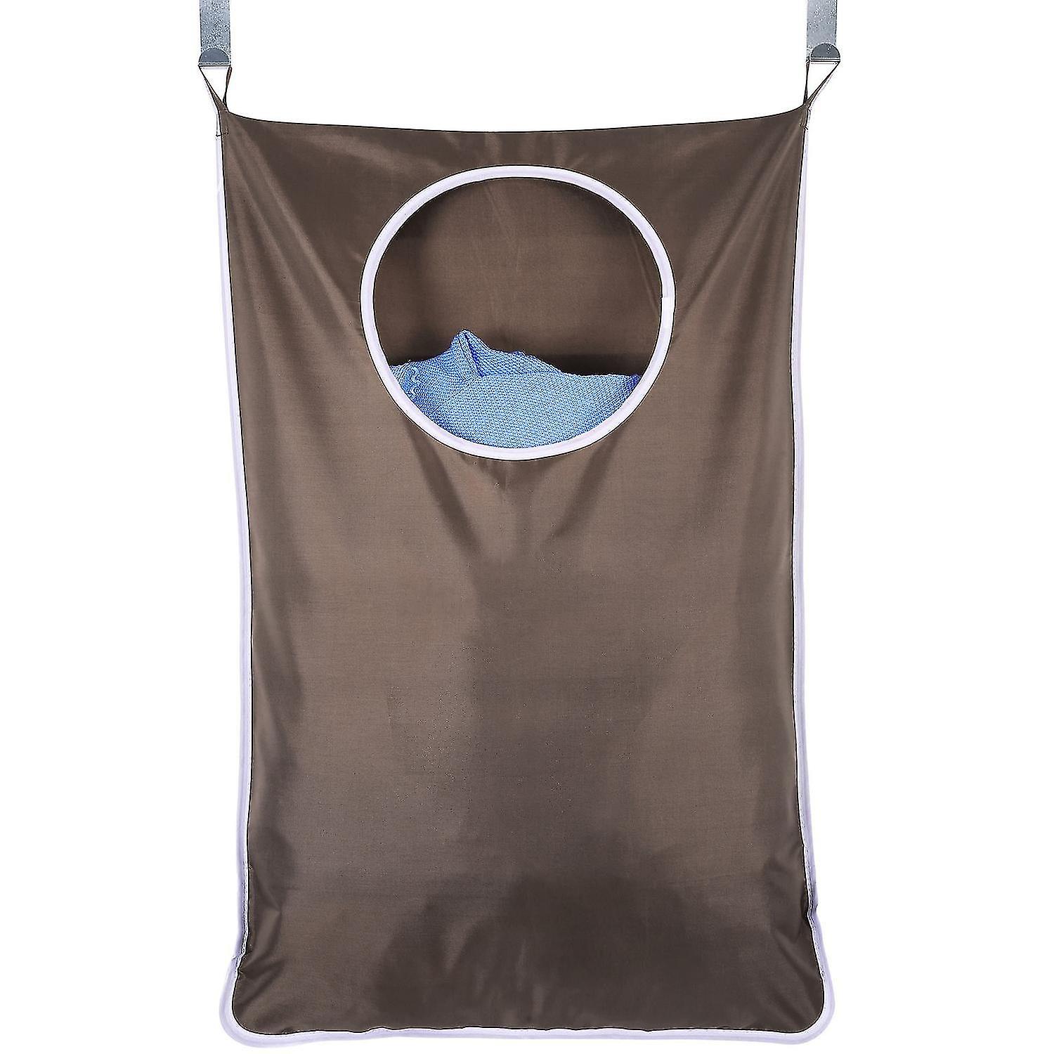 (Coffee Color)2pc Hanging Laundry Hamper Laundry Bag Holder Laundry Collector Bag Organizer for Bedr