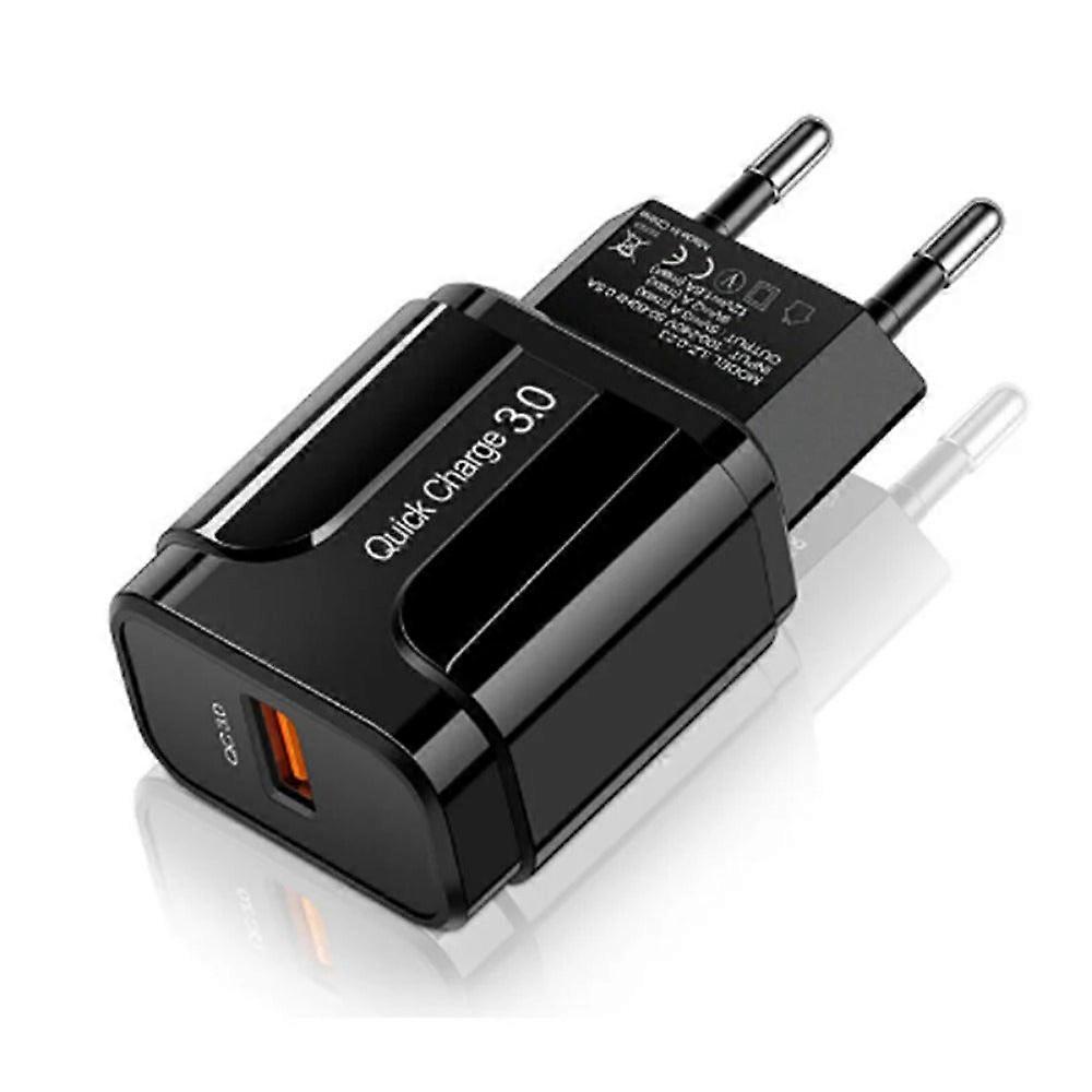 18W Usb-a Qc3.0 Fast Charger Eu/us Plug For Iphone, Huawei, Samsung, Xiaomi