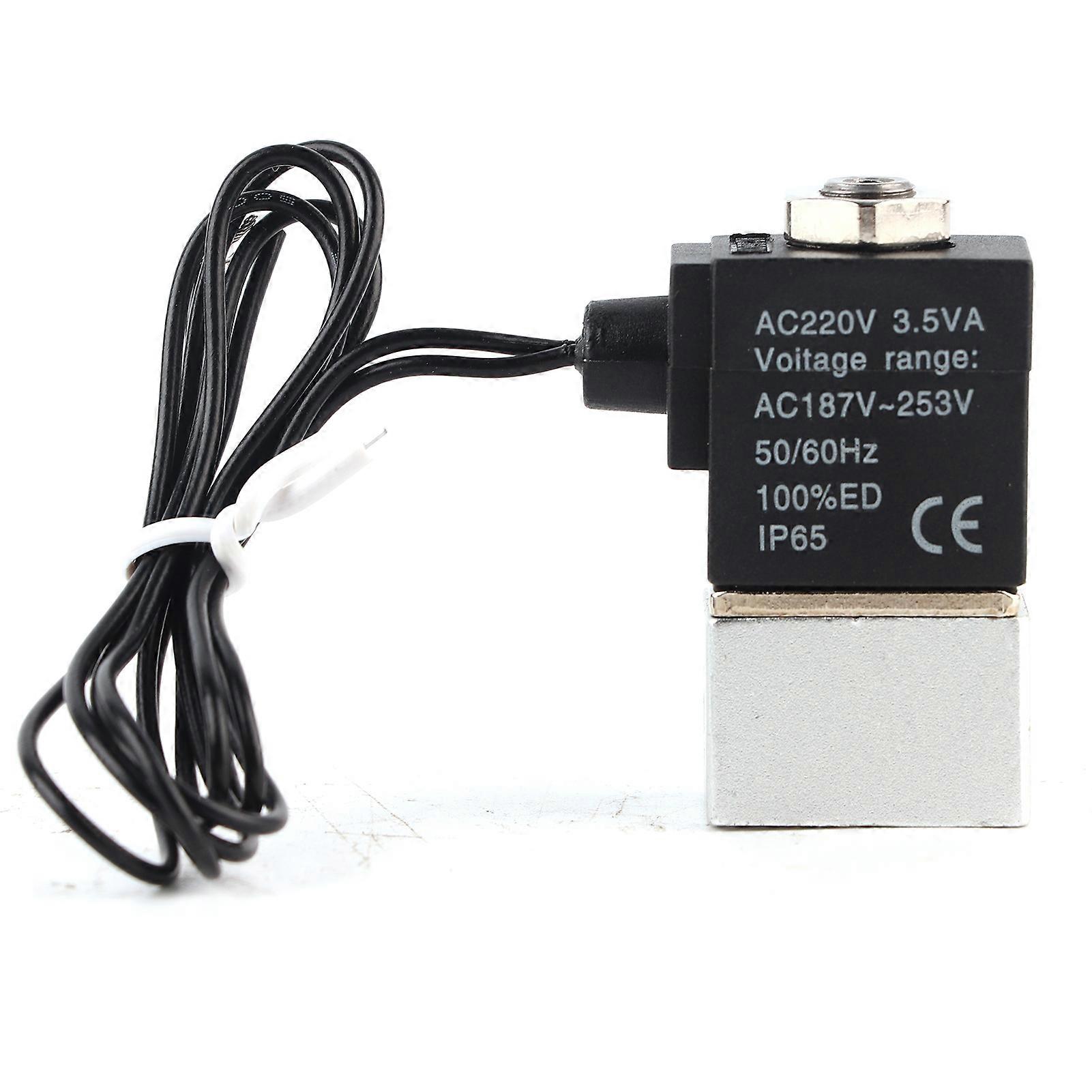 2 Position 3-way Solenoid Valve G1/8in Interface Ip65 Protection Level Aluminum Alloy Solenoidac220v