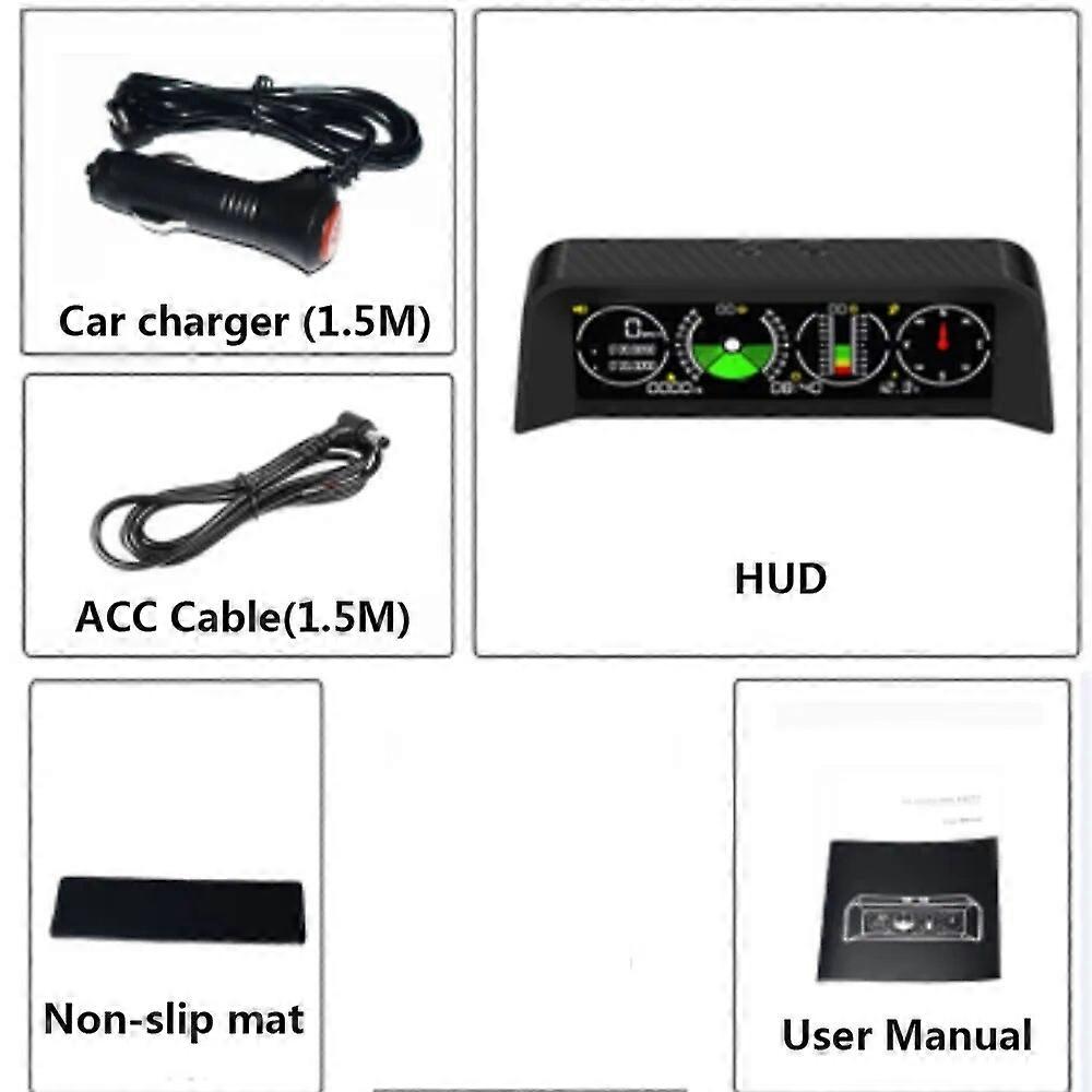 X90 Digital GPS Speedometer HUD Head Up Display MPH KM/H Inclinometer Protractor Compass Latitude Longitude Altitude Meter 12V FN9U1942