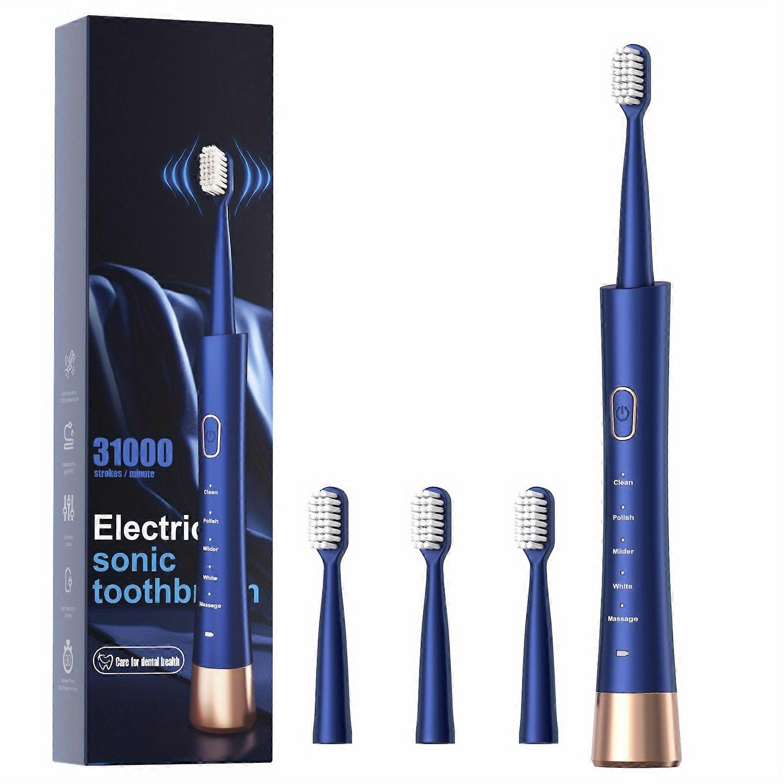 1pc Ultrasonic Electric Toothbrush For Adults, With 3/8 Soft Bristles Brush Heads, 5 Cleaning Modes, Cleaning Modes, Waterproof Oral Care Toothbrush,