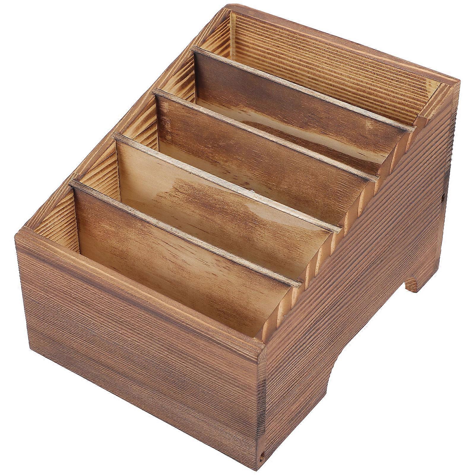 Office Mobile Phone Organizing Box Temporary Wooden 5-slot Cellphone Box