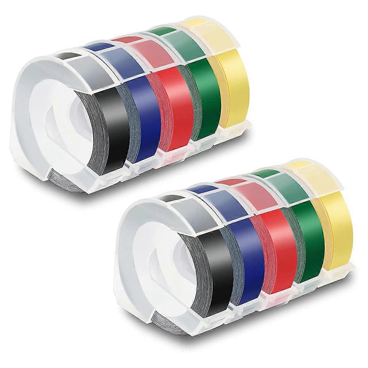 10PCS 9mm Multicolor Replace for 3D Embossing Label Tape for 12965 E-101 1610 1540 1880 Label Machine