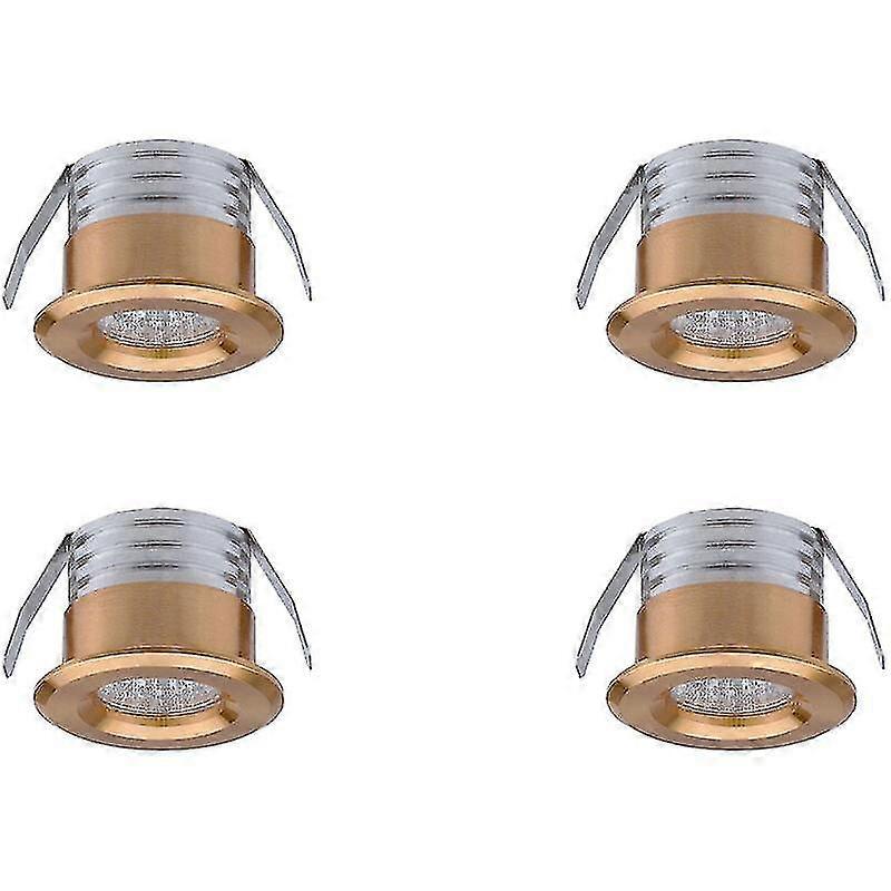 Set De 4 Mini Focos Led Empotrables, 3 W, Blanco Cálido Oro-YuJia