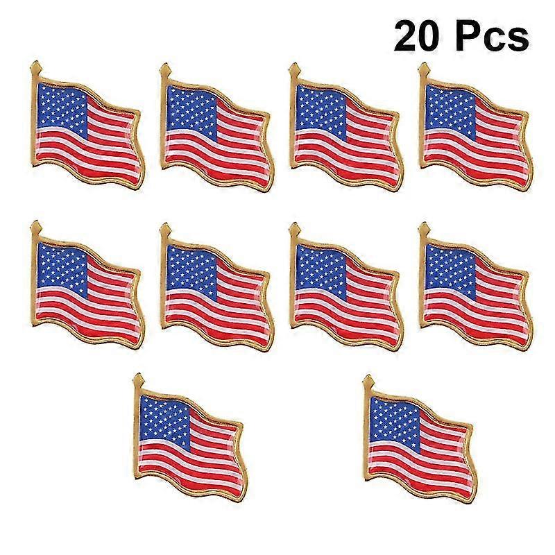 20pcs American Flag Lapel Pin Metal Badge Oil Dripping Brooch Costume Accessories
