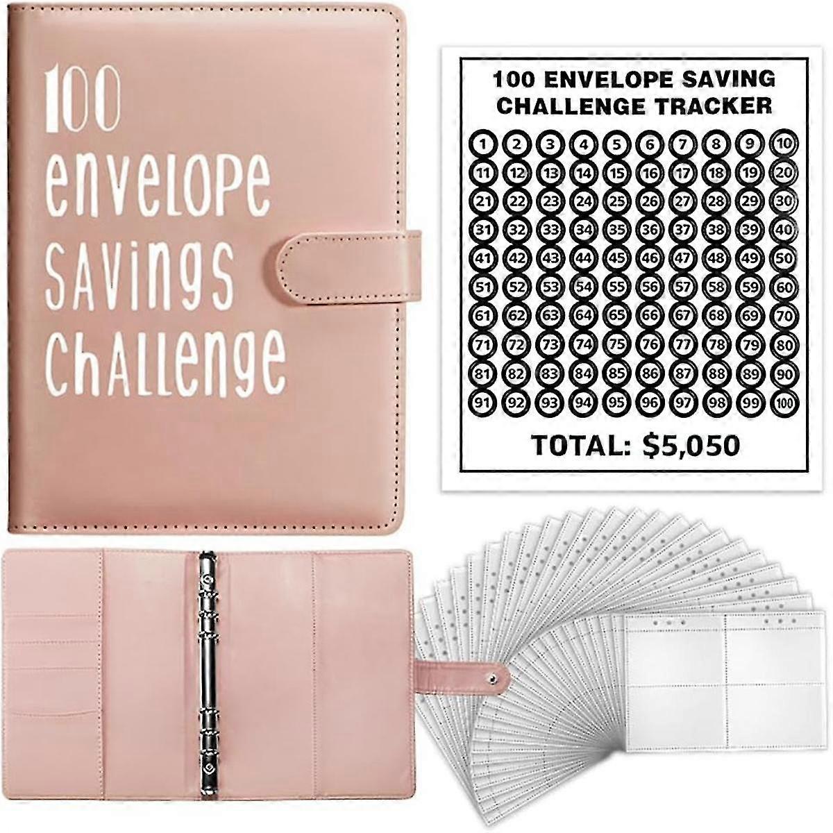 100 Envelope Challenge Binder, A5 Budget Binder - Save 5,050 With The Challenge Pink
