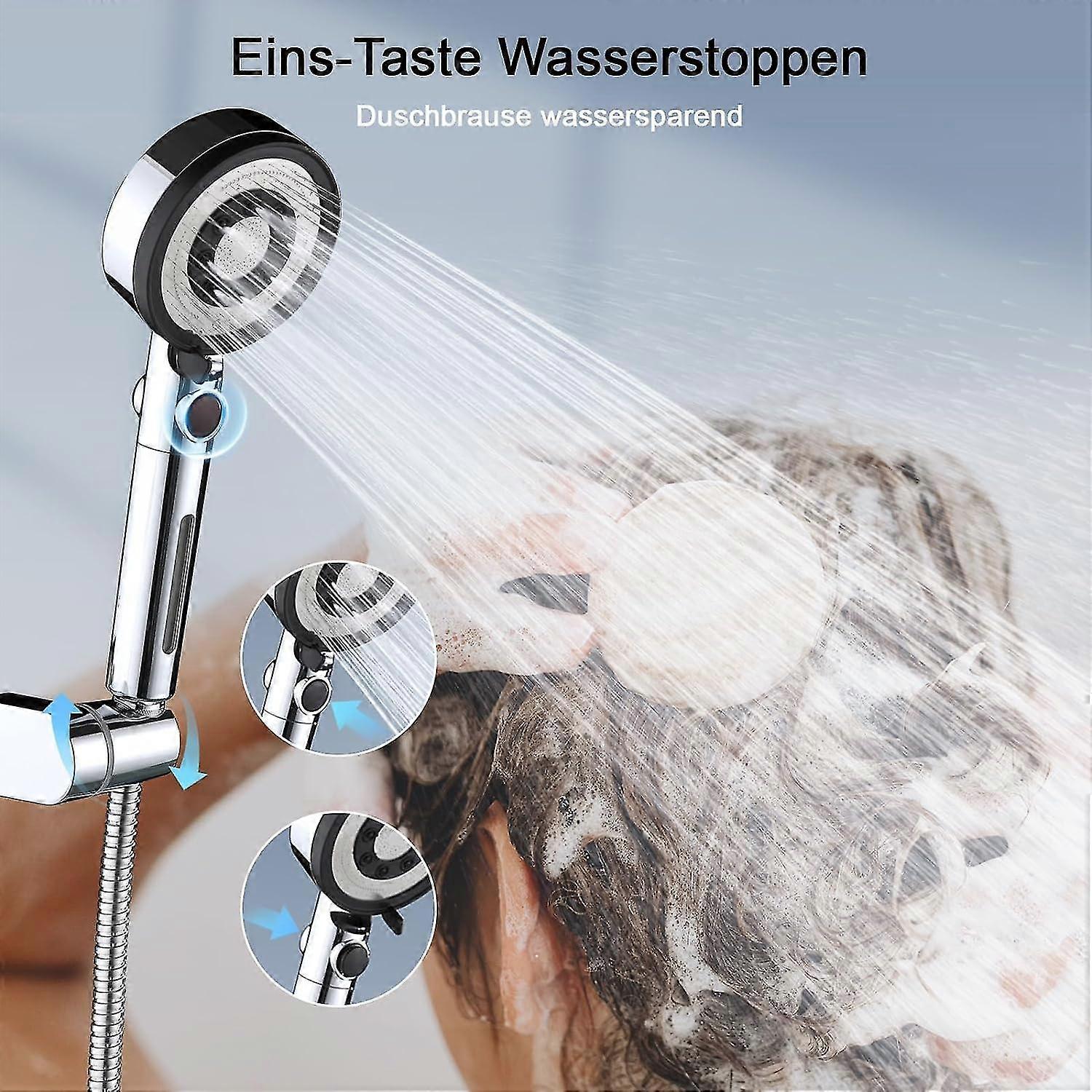 KIMIGO Duschkopf Set Mit 7 Strahlarten & Anti-Kalk Düsen - Handbrause + Regenbrause, Werkzeuglos Montierbar