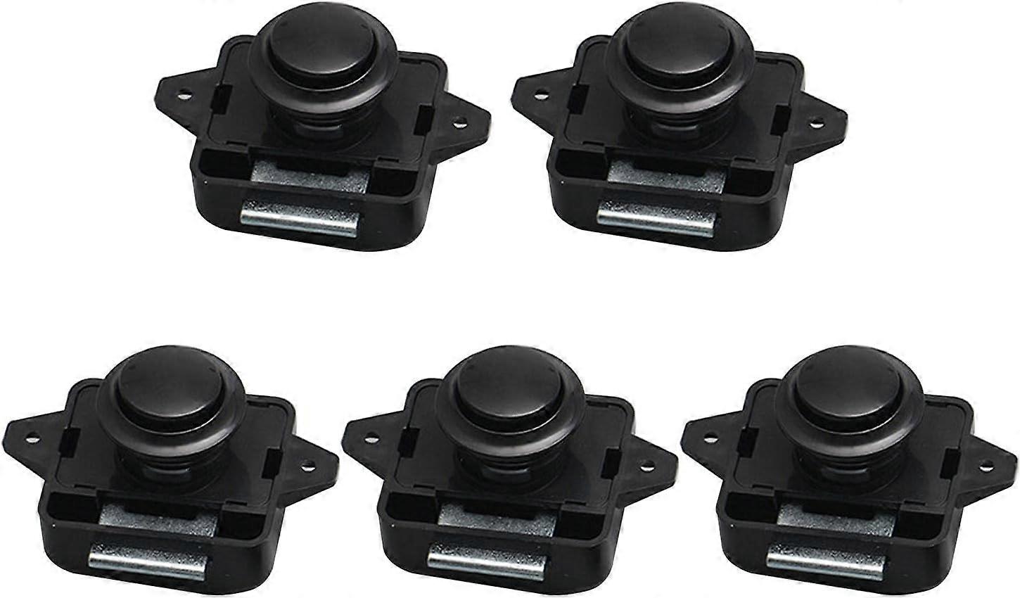5 Pack Push Button Latch Keyless Latch RV Home Drawer Cabinet Black