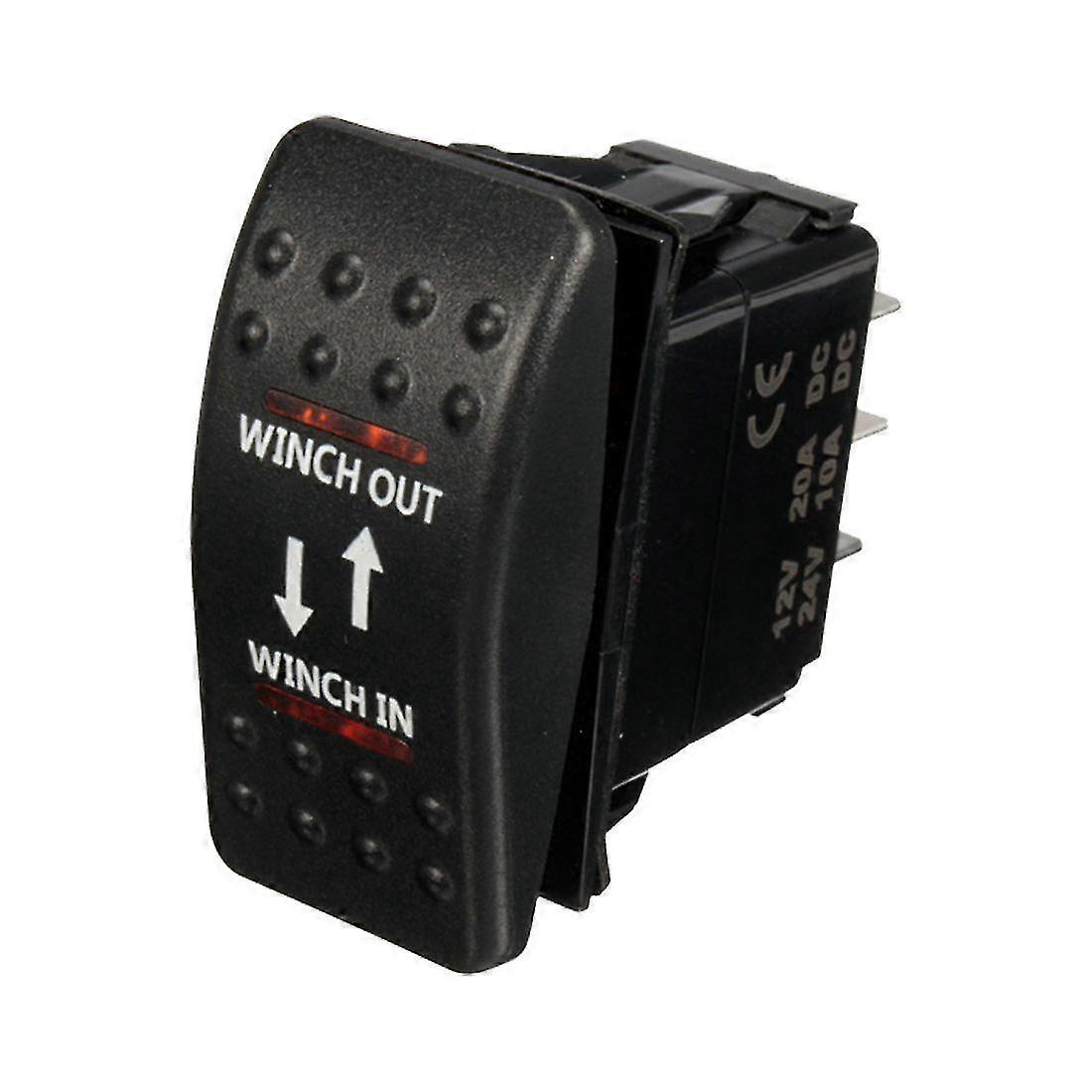 12V 20A Winch In Winch Out ON-OFF-ON Rocker Switch 7 Pin LED RED-YuJia