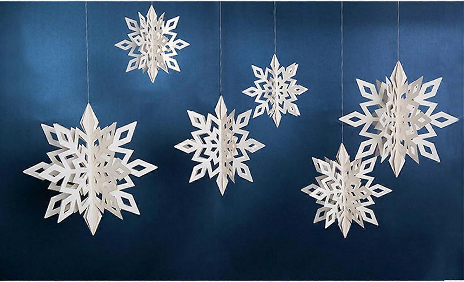Set of 6 snowflake shaped strings for window decoration