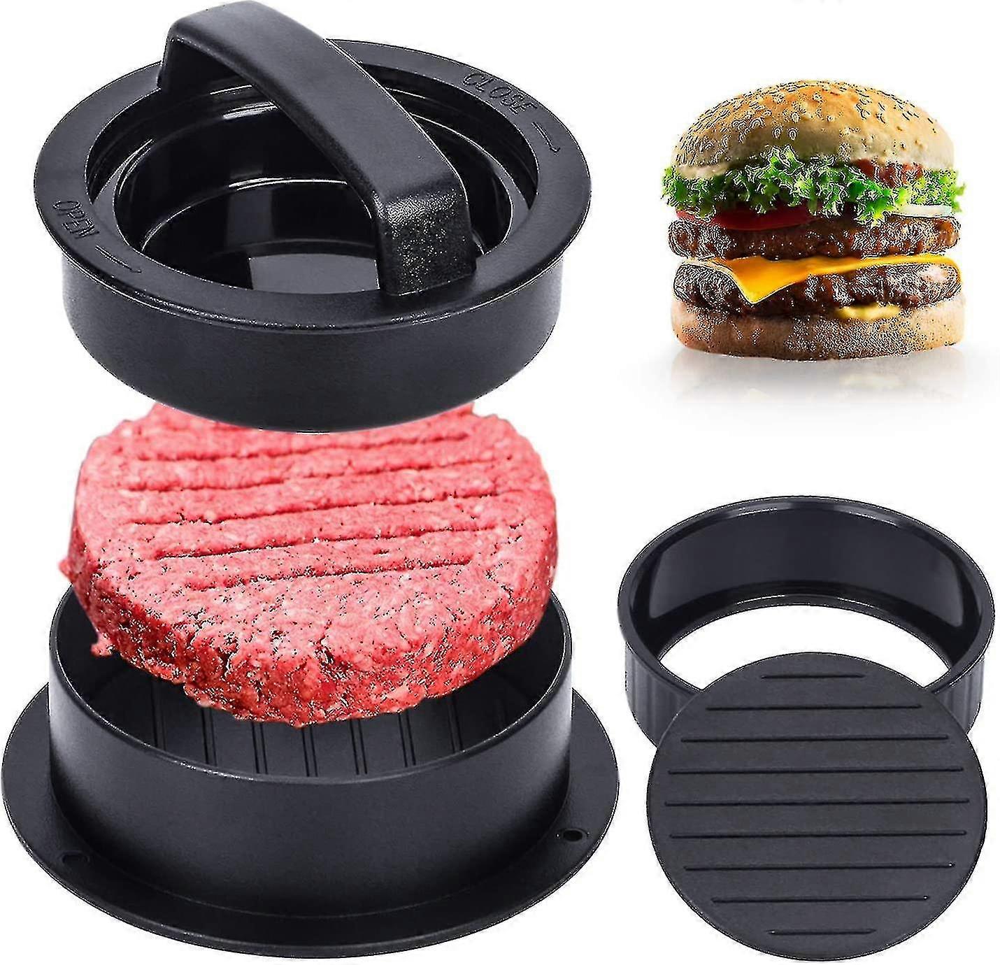 2024 Burger Press, Different Size Hamburger Patty Molds, 3 In 1 Hamburger Patty Maker, Works Best