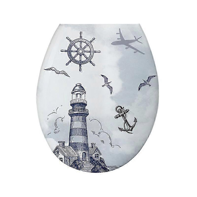 1pc 18 Inches Thickening Printed Toilet Lid U-Shaped Toilet Seat Cover Universal Plastic Toilet Lid Creative Patterns Toilet Seat Ring For Home Toilet