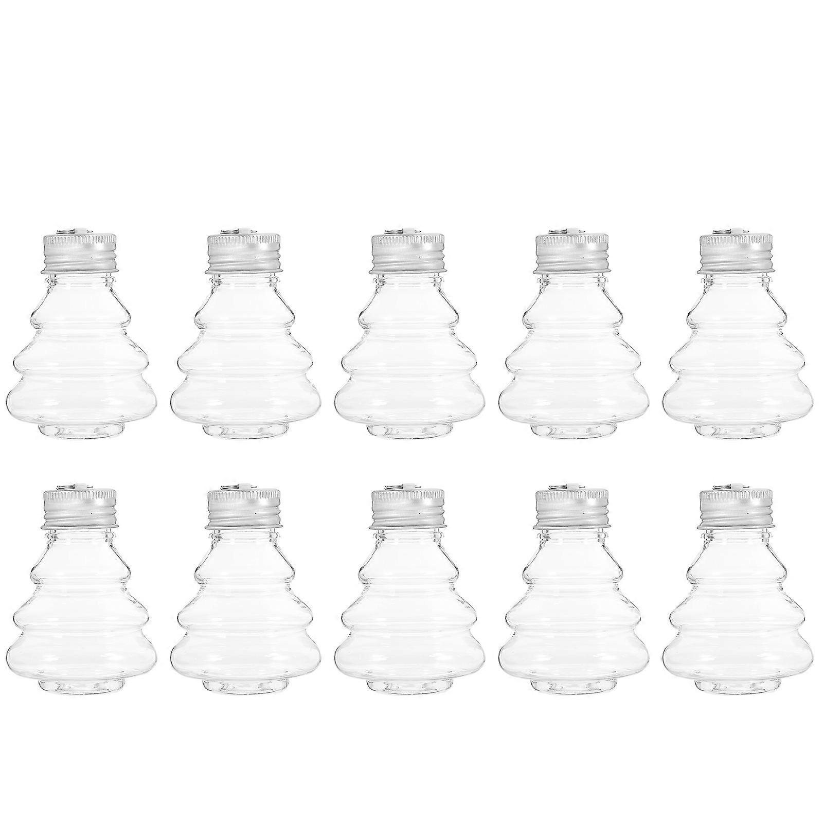 10pcs Christmas Juice Containers Beverage Bottles Xmas Tree Shaped Candy Bottles with Caps